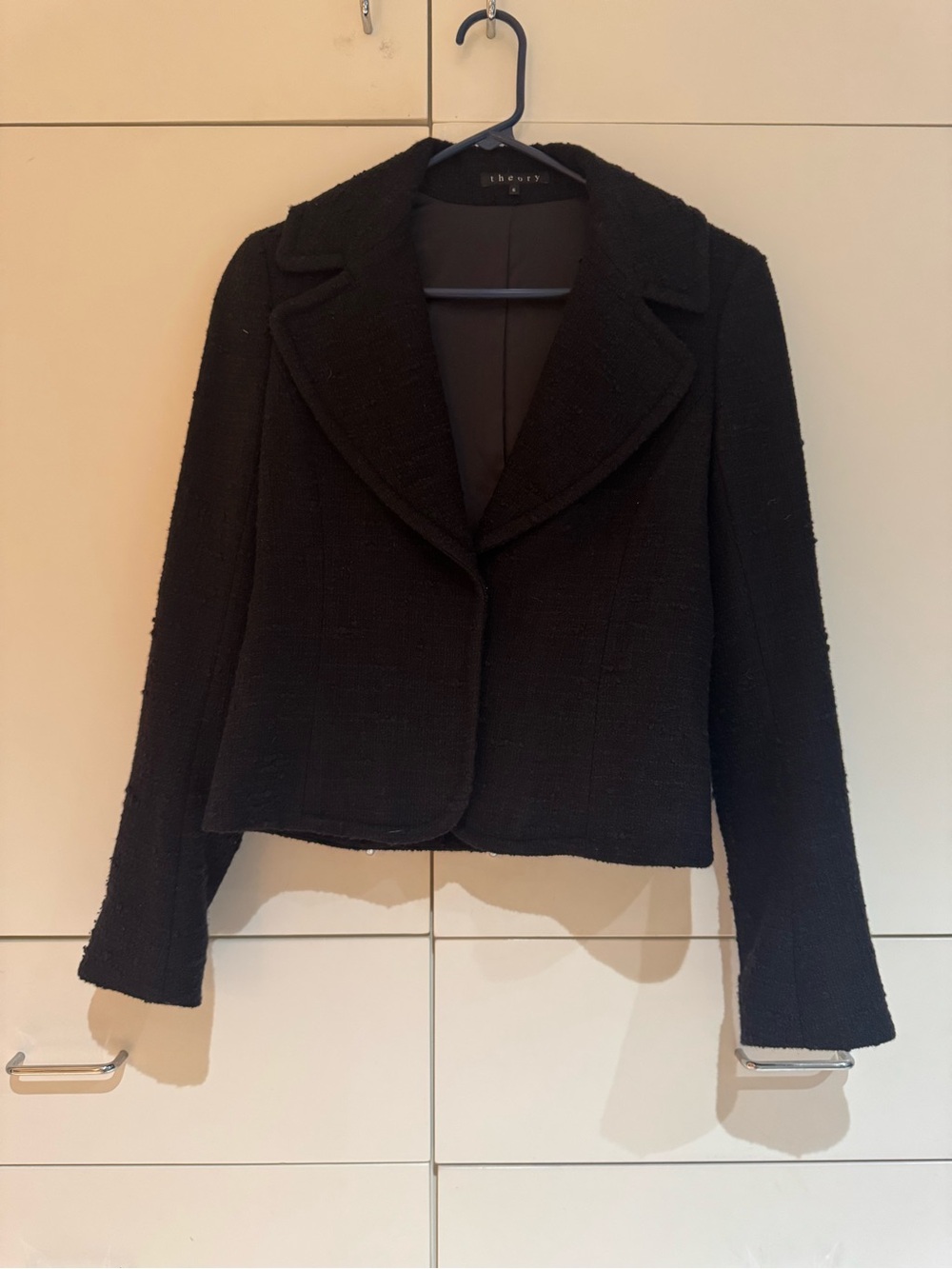 Theory Black Textured Cropped Blazer